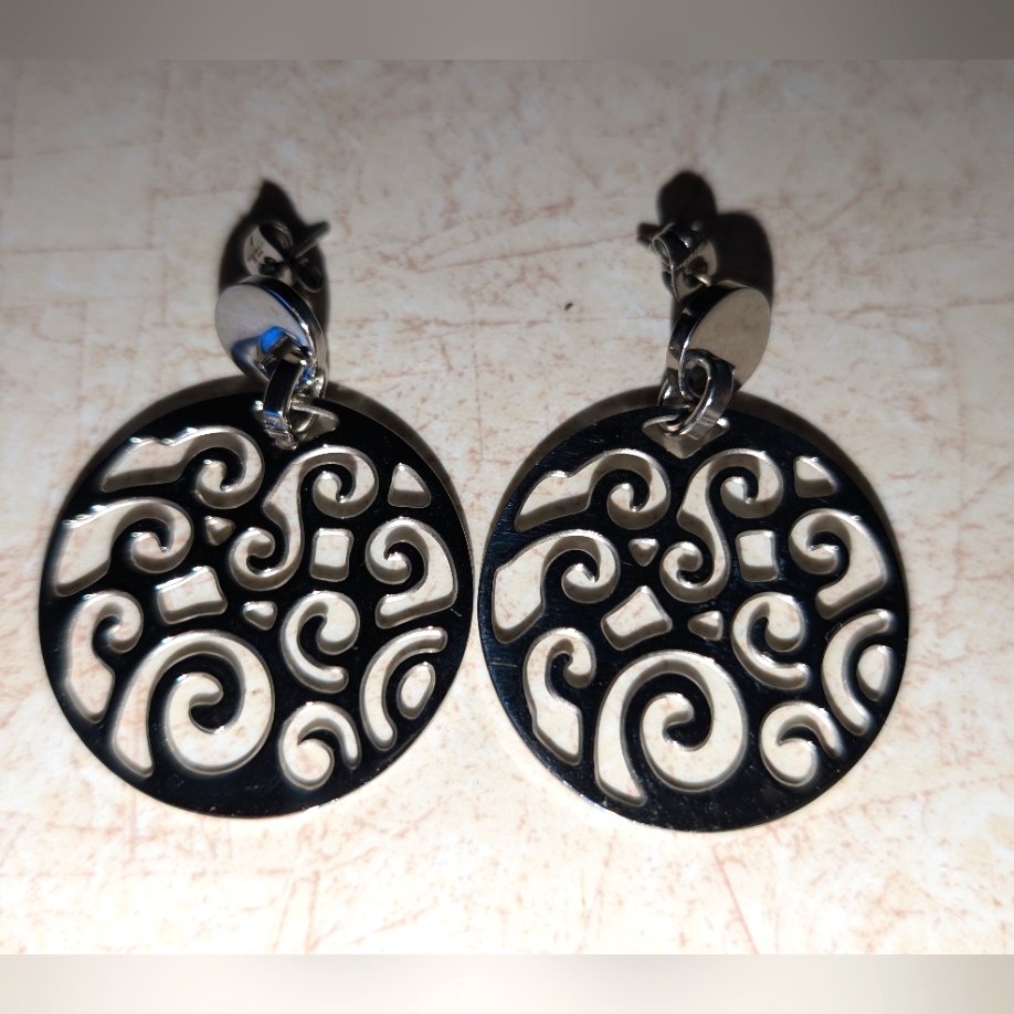Silver Color Circle Design Earrings